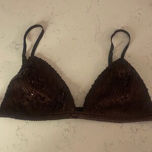 Retrofete Sequin Bralette - Dark Brown